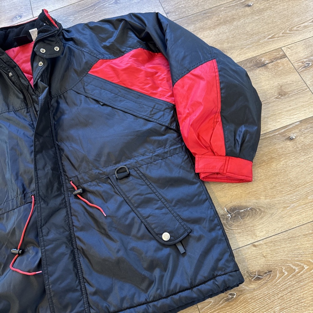Vintage Marlboro Adventure Parka Puffer Jacket Mens XL Black‎ Red Colorblock 90s - Picture 7 of 9